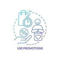 Use promotion blue gradient concept icon. Special offers and discounts for customers. Managing prices abstract idea thin line illustration. Isolated outline drawing vector