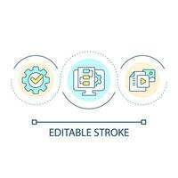 Content making technology loop concept icon. Smart data analysis. Digital system for research abstract idea thin line illustration. Isolated outline drawing. Editable stroke vector