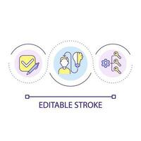 Creativity in data systematization loop concept icon. Innovative methods in analytics abstract idea thin line illustration. Isolated outline drawing. Editable stroke vector