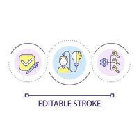 Creativity in data systematization loop concept icon. Innovative methods in analytics abstract idea thin line illustration. Isolated outline drawing. Editable stroke vector