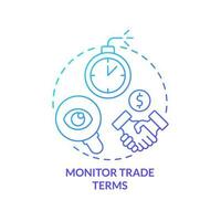 monitor comercio condiciones azul degradado concepto icono. distribuidores cuentas por pagar negocio. gerente precios resumen idea Delgado línea ilustración. aislado contorno dibujo vector