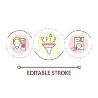 Control and filtration of data loop concept icon. Security in information analytics. Business abstract idea thin line illustration. Isolated outline drawing. Editable stroke vector