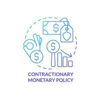 Contractionary monetary policy blue gradient concept icon. How can government deal with inflation abstract idea thin line illustration. Isolated outline drawing vector