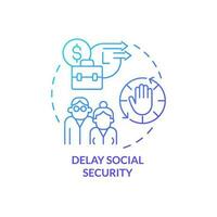 Delay social security blue gradient concept icon. Retirement funds. How can consumers deal with inflation abstract idea thin line illustration. Isolated outline drawing vector