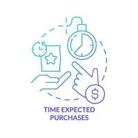 Time expected purchases blue gradient concept icon. Buying goods. How can consumers deal with inflation abstract idea thin line illustration. Isolated outline drawing vector