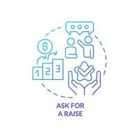 Ask for raise blue gradient concept icon. Wages increase. How can consumers deal with inflation abstract idea thin line illustration. Isolated outline drawing vector