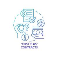 Cost plus contracts blue gradient concept icon. Additional fees. Dealing with inflation in construction abstract idea thin line illustration. Isolated outline drawing vector