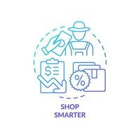 Shop smarter blue gradient concept icon. Save money on purchasing. Budgeting for inflation abstract idea thin line illustration. Isolated outline drawing vector
