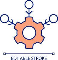Absorbing smaller parts RGB color icon. Details of large mechanism. Integration and combination. Isolated vector illustration. Simple filled line drawing. Editable stroke