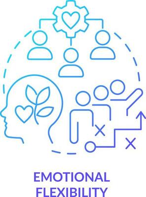 Emotional flexibility blue gradient concept icon. Reaction to stress. Leader flexibility type abstract idea thin line illustration. Isolated outline drawing