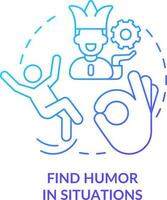 Find humor in situations blue gradient concept icon. Witty banter and joking. Dealing with change abstract idea thin line illustration. Isolated outline drawing vector