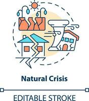 Natural crisis concept icon. Environmental disaster. Type of crisis abstract idea thin line illustration. Isolated outline drawing. Editable stroke vector