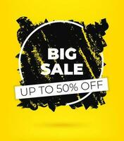 Big Sale, Bold Brushstroke Vector Background  Perfect for Advertising and Promotions on Web and Print. Black and Yellow Color Scheme with Grunge Texture and Square Shape.