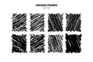 Hand-drawn grunge vector brush stroke set featuring various black and white rectangles with a rough and distressed texture. Frames Perfect for design projects needing a retro and edgy touch.