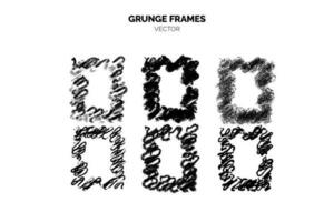 Frames with Aged and distressed grunge vector texture collection featuring a variety of black and white elements such as brushes, chalk, ink, and paint. Rectangles Perfect for modern designs