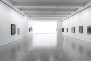 White gallery room interior. Neural network photo