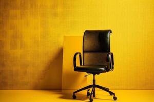 Office chair on yellow background. Neural network photo