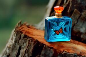 Butterfly perfume bottle. Neural network photo