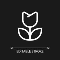 Flower pixel perfect white linear ui icon for dark theme. Floral shop. Retail florist. Vector line pictogram. Isolated user interface symbol for night mode. Editable stroke