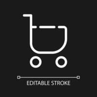 Remove item from shopping cart pixel perfect white linear ui icon for dark theme. Minus. Vector line pictogram. Isolated user interface symbol for night mode. Editable stroke