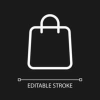 Shopping bag pixel perfect white linear ui icon for dark theme. Online marketplace. Apparel shop. Vector line pictogram. Isolated user interface symbol for night mode. Editable stroke