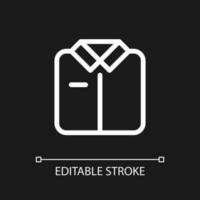 Folded shirt pixel perfect white linear ui icon for dark theme. Work uniform. Pajamas store. Vector line pictogram. Isolated user interface symbol for night mode. Editable stroke