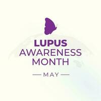 lupus awareness month design template for celebration. lupus vector illustration. lupus awareness design. purple ribbon with butterfly vector design. flat ribbon design.