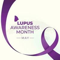 lupus awareness month design template for celebration. lupus vector illustration. lupus awareness design. purple ribbon with butterfly vector design. flat ribbon design.