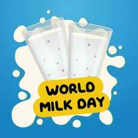 world milk day design template for celebration. world milk day vector illustration with milk splash and milk glass. flat milk illustration. splash vector design.