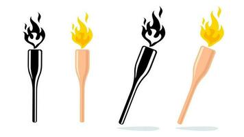 Vector icon of torch with fire.