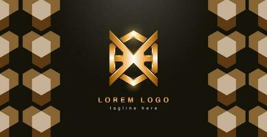 abstract golden monogram logo mockup vector