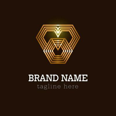 abstract golden triangular monogram logo design