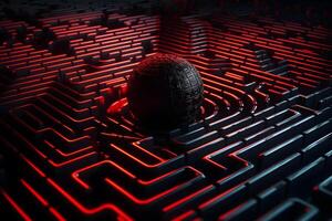 Scorched maze concept. Neural network photo