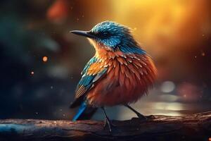 colorful fantasy little bird. Neural network photo