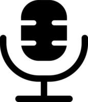 Microphone black glyph ui icon. Voice over. Simple filled line element. User interface design. Silhouette symbol on white space. Solid pictogram for web, mobile. Isolated vector illustration