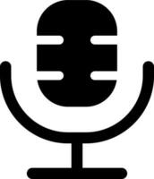 Microphone black glyph ui icon. Voice over. Simple filled line element. User interface design. Silhouette symbol on white space. Solid pictogram for web, mobile. Isolated vector illustration