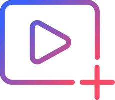 Add video file pixel perfect gradient linear ui icon. Import content. Upload file. Multimedia player. Line color user interface symbol. Modern style pictogram. Vector isolated outline illustration