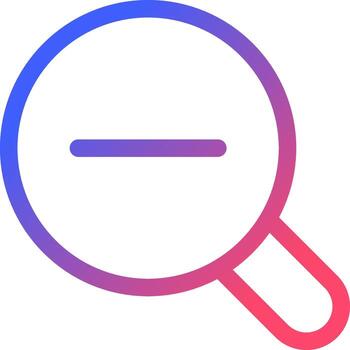 Magnifier and minus pixel perfect gradient linear ui icon. Image downsizing. Navigation. Photo editor. Line color user interface symbol. Modern style pictogram. Vector isolated outline illustration