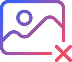 Delete photo pixel perfect gradient linear ui icon. Media management. Cancel editing. Remove image. Line color user interface symbol. Modern style pictogram. Vector isolated outline illustration