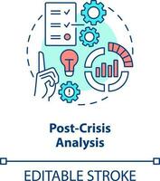 Post crisis analysis concept icon. Crisis management plan component abstract idea thin line illustration. Isolated outline drawing. Editable stroke vector