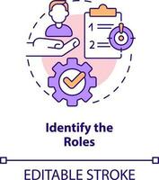 Identify roles concept icon. Work responsibilities. Crisis management team abstract idea thin line illustration. Isolated outline drawing. Editable stroke vector