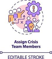 Assign crisis team members concept icon. Empower employees. Crisis management team abstract idea thin line illustration. Isolated outline drawing. Editable stroke vector