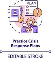 Practice crisis response plans concept icon. Crisis management team abstract idea thin line illustration. Isolated outline drawing. Editable stroke vector