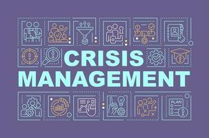 Crisis management word concepts purple banner. Business challenges. Infographics with editable icons on color background. Isolated typography. Vector illustration with text
