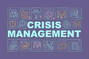 Crisis management word concepts purple banner. Business challenges. Infographics with editable icons on color background. Isolated typography. Vector illustration with text