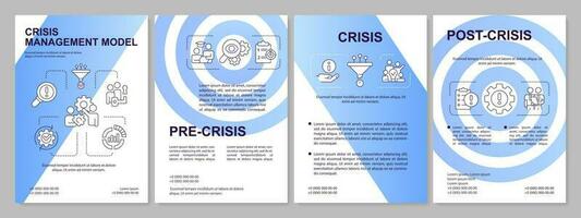 Crisis communication blue brochure template. Leaflet design with linear icons. Editable 4 vector layouts for presentation, annual reports