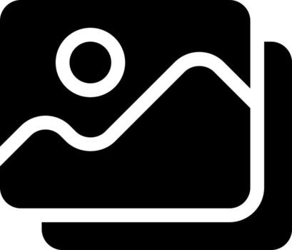 Set of pictures black glyph ui icon. Photo library. Simple filled line element. User interface design. Silhouette symbol on white space. Solid pictogram for web, mobile. Isolated vector illustration