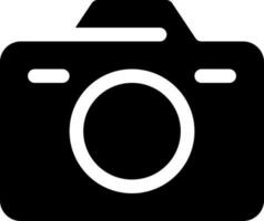 Camera black glyph ui icon. Photographic device. Simple filled line element. User interface design. Silhouette symbol on white space. Solid pictogram for web, mobile. Isolated vector illustration