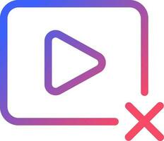 Delete video pixel perfect gradient linear ui icon. Cancel playing. Remove visual content. Close player. Line color user interface symbol. Modern style pictogram. Vector isolated outline illustration