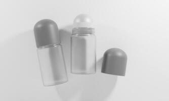 illustration 3d render deodorant bottle mockup design. Fake deodorant bottles. Deodorant packaging. Deodorant isolate on white background. photo